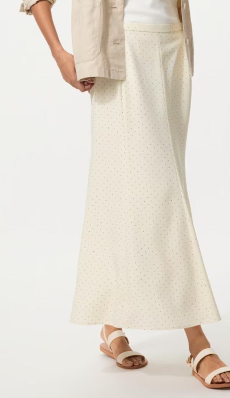Uniqlo Mermaid Maxi Skirt in Polka Dot Print Off White